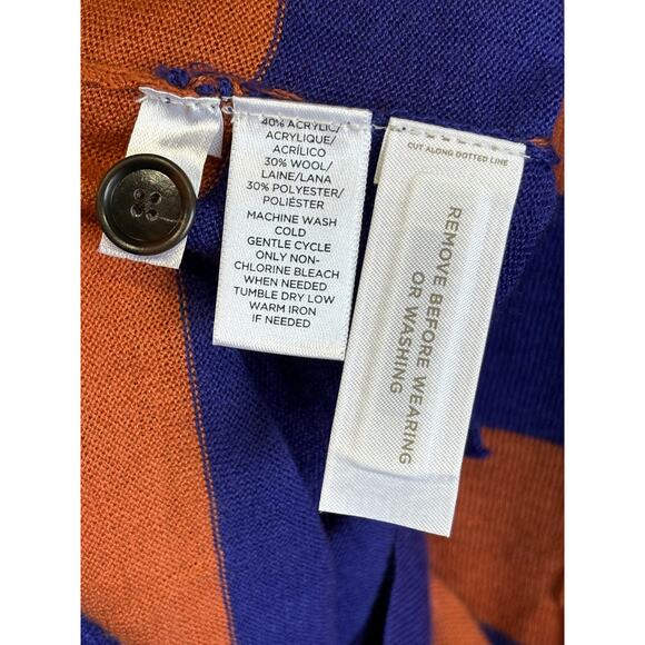 Ann Taylor LOFT Wool Blend Cardigan Womens Large Preppy Academia Stripes Purple - Picture 3 of 4